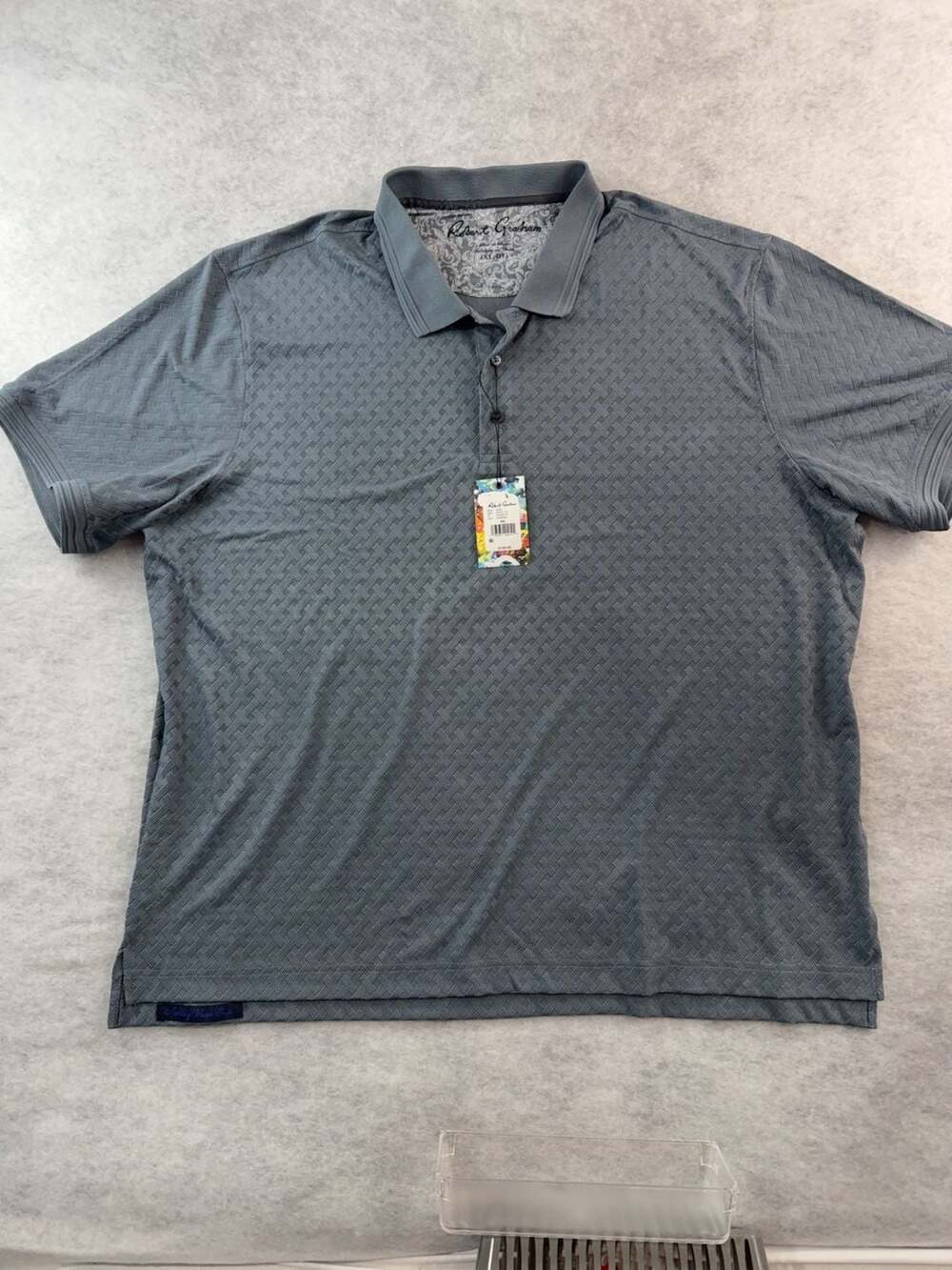 Robert Graham Elias Classic Fit Polo Shirt Charcoal 4XL